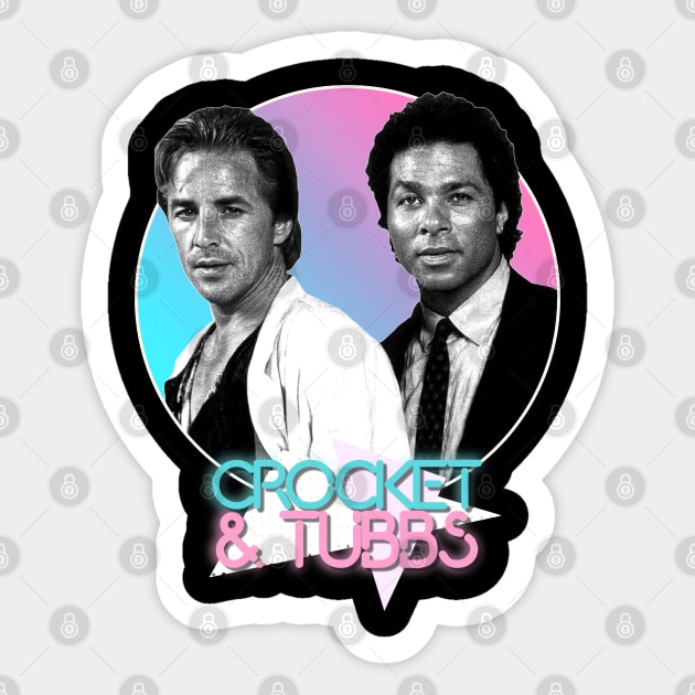 Crockett and Tubbs )( Retro Miami Vice 80s Tribute Sticker by darklordpug